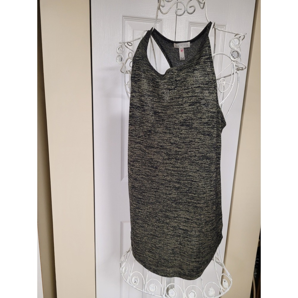 Leith Womens Space Dye Racerback Tank Top Boho Olive Green Black Size XS